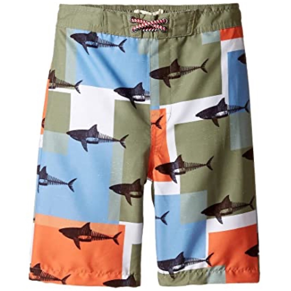 NWT Appaman Boys Shark Block Pattern Swim Trunks